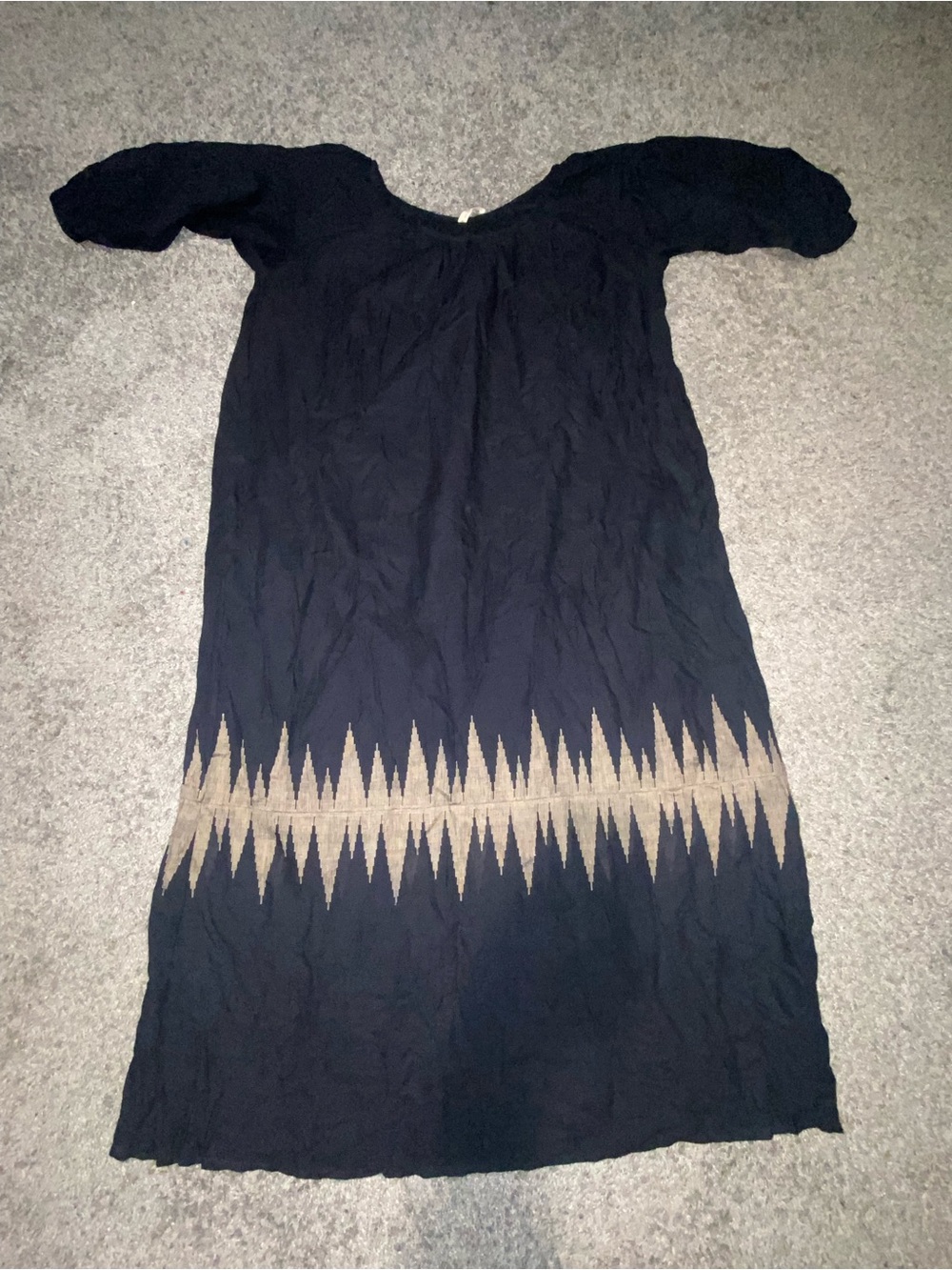 MIRTH Handmade Collection India Black Embroidered Midi Dress Puff Sleeve M